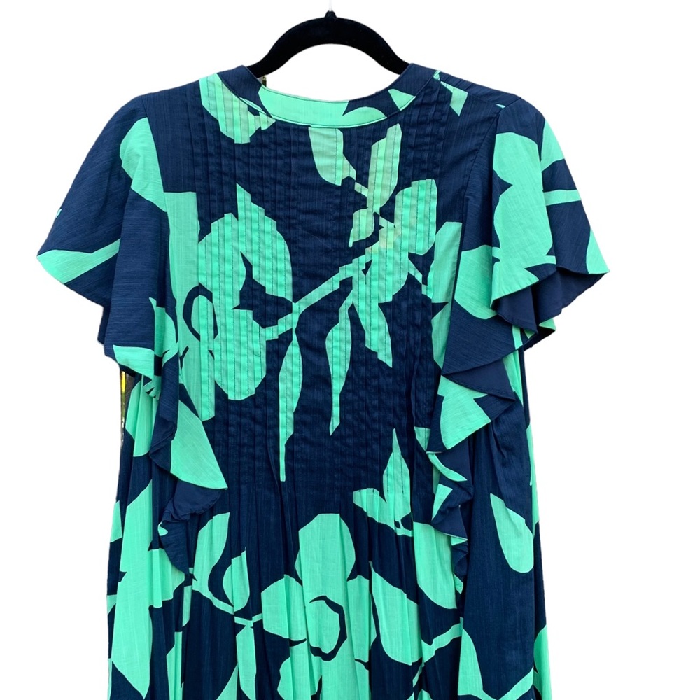 ANTHROPOLOGIE MAEVE Cassandra Blue Green Floral Flutter Sleeves Maxi Dress Sz M - Picture 14 of 15